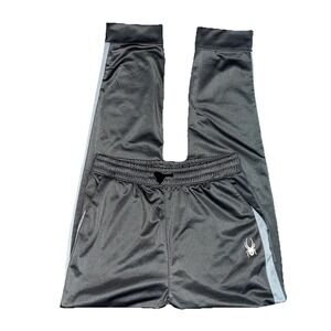 Spyder Sweatpants Mens Size M Gray Elastic Waist Drawstring Stretch Pockets Logo